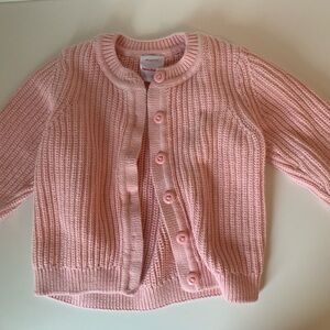 Hanna Andersson Pink Ribbed Knit Cardigan Sweater